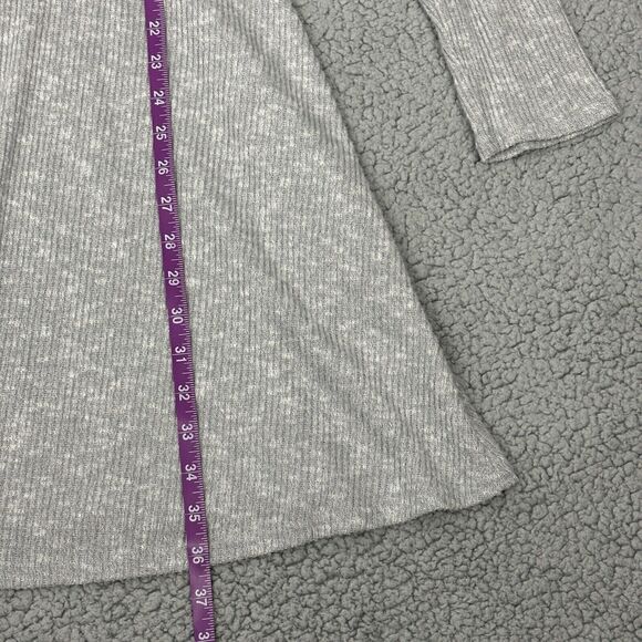 URBAN OUTFITTERS Ribbed Soft Surplice Faux Wrap Dress Womens XL Gray Long Sleeve - Picture 8 of 16